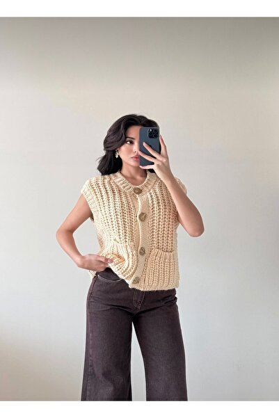 BURKAY Bellor Knitwear Vest with Gold Buttons and Pockets