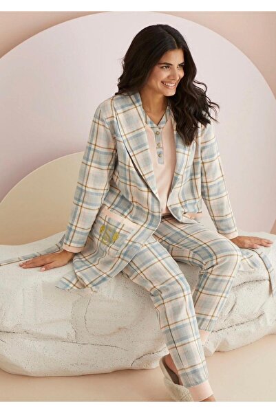 İpek رداء نسائي من القطن بأكمام طويلة منقوشة