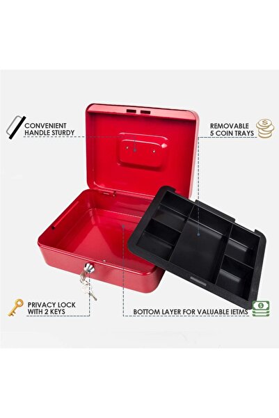 Generic Premium Secure Metal Cash Box – Durable Lock, Portable Handle, Multi-...