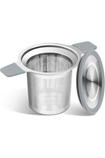 Topleo مصفاة شاي مع غطاء من الفولاذ المقاوم للصدأ تناسب الأكواب وأباريق الشاي الصالحة للأكل