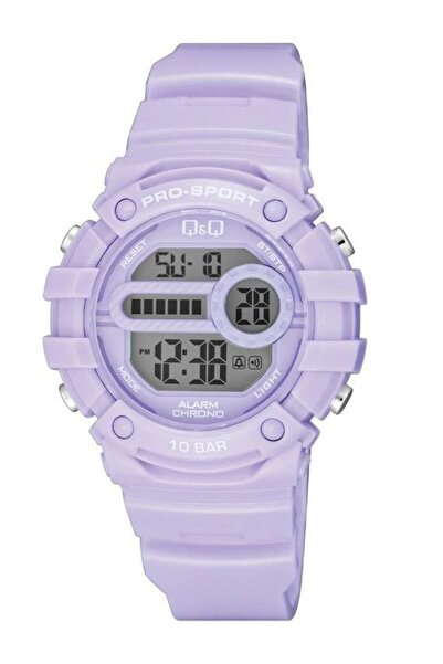 Q&Q G15A-004Vy Purple Color Alarm Date Stopwatch Light-Up Children's Wristwatch