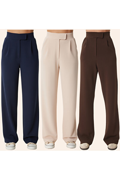 Patreon 3-Piece Velcro High Waist Wide Leg Pants Palazzo Pants