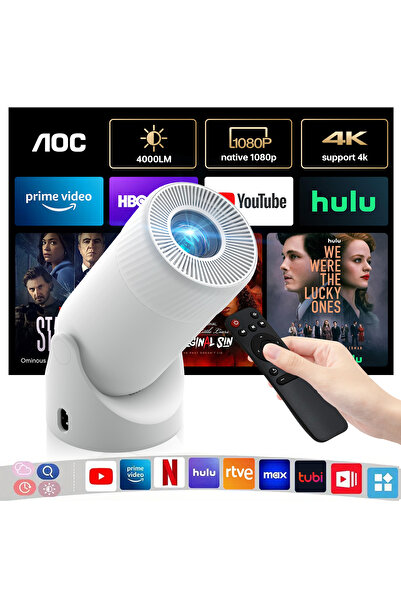 Aoc جهاز عرض بدقة 4K مع واي فاي وبلوتوث | سطوع 8000 لومن | أساسيات الترفيه المنزلي