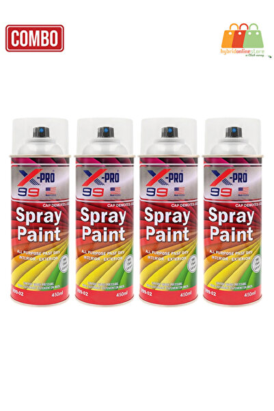 XPRO X-PRO 99 Gloss White Spray Paint 450ml Shade 40 X99-02 Quick Dry All-Purpose Combo 4pcs