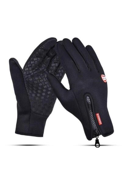 polo single Dokunmatik Rüzgar Geçirmez Kaymaz Unisex Eldiven Siyah L