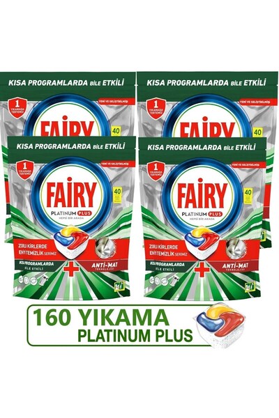 Fairy Platinum Plus 40x 160 Yıkama Bulaşık Makinesi Deterjanı