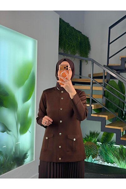 Armine كارديجان تريكو بأزرار معدنية ذهبية اللون 25YTD4120 بني