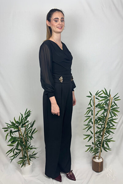 Sateen Bel Aksesuarlı Pantolon