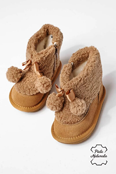 Zaira Ghete fete îmblanite maro din piele naturala intoarsa Ellis #22963 - 22