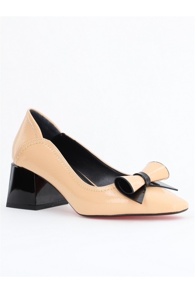 Nicoletta Women's Shoes with Thick Heels Beige Patent Leather BS810D2505356