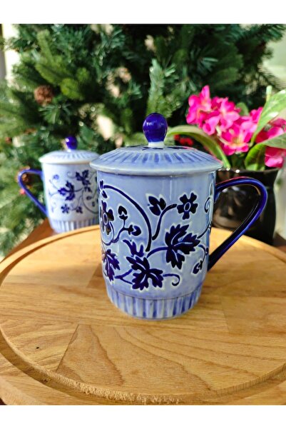 Madame Coco Reve Flower Patterned Mug with Lid - 220 ml - 1 Piece