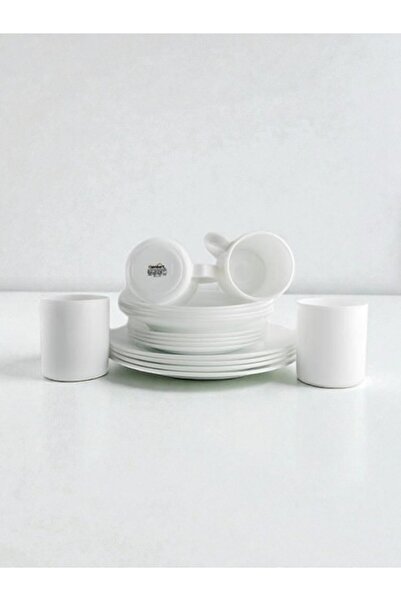 Lambart طقم عشاء 16 قطعة - أبيض، بورسلين،