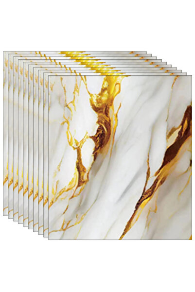 SDEPOT 30 x SDEPOT® wallpaper tiles, 2mm thick, 60x60cm dimensions, marble imitation, with gold pattern