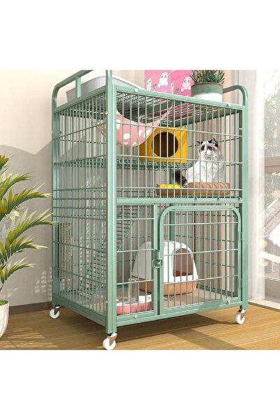 NKX قفص فاخر قابل للطي ومتين للحيوانات الأليفة مع عجلات وباب