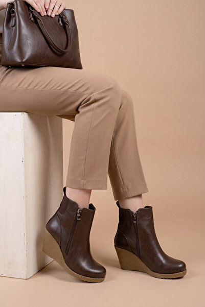 FEMME Women's Wedge Heel Zippered Daily Boots Sandis