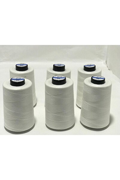 Lider Natural White Sewing Thread Set of 6 Sewing Thread 120 No 5000Mt, Polye...