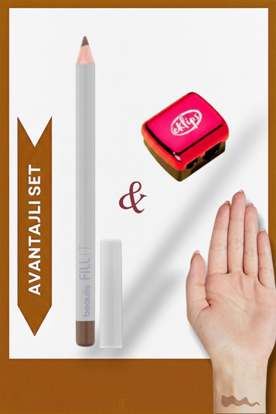 beaulis 180 Light Brown Acik Kahverengi Kas Kalemi + Keskin Kalemtras Seti To...