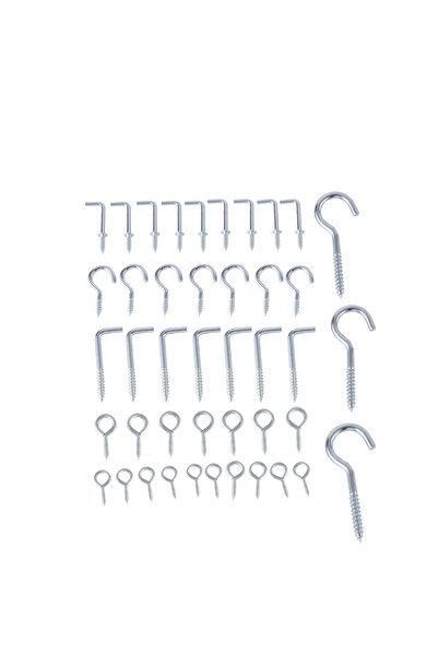 Lawazim طقم براغي العين والخطاف، 67 قطعة - مجموعة خطافات حلقية متينة على شكل ...