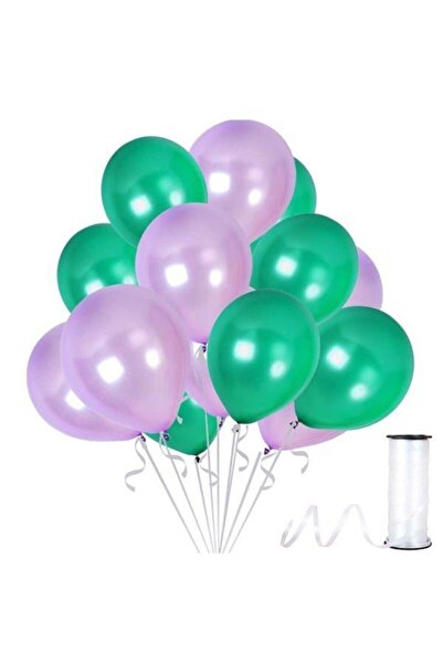 Generic Brand Lilac-Green Metallic Balloon 50 Pieces + 5 Meters Balloon Chain