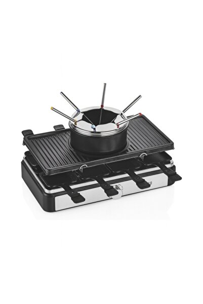 Zilan ZLN-8856 Electric Grill with Fondue - 3-in-1 Raclette, 1400 W, Adjustable Thermostat, Non-stic