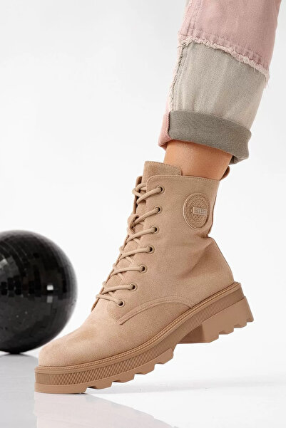 Zaira Ghete dama îmblanite khaki din piele ecologica intoarsa Isabella #22659...