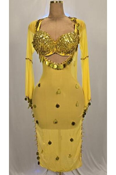 Sharqi Vibes زي الرقص الشرقي - أصفر مع ذهبي