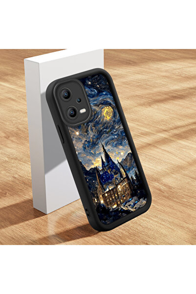 ucuc حافظة سيليكون سوداء متوافقة مع هاتف Xiaomi Poco X5 5G بنمط السماء الساحرة