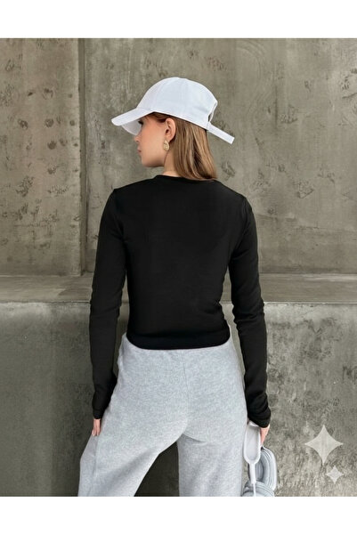 Bliss Dale 0 ياقة بيسك قماش قابل للتمدد ريبانا كروب بأكمام طويلة