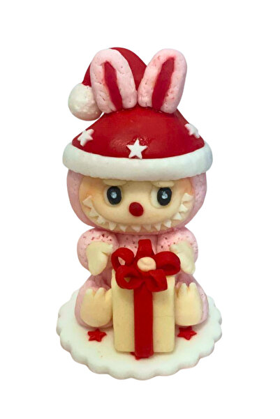 FigurinArt Sugar paste cake figurine - Labubu Christmas - Handmade