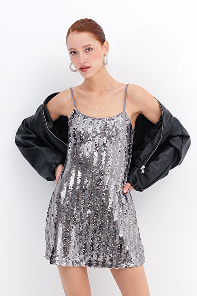 Addax Strappy Sequined Mini Dress E17756