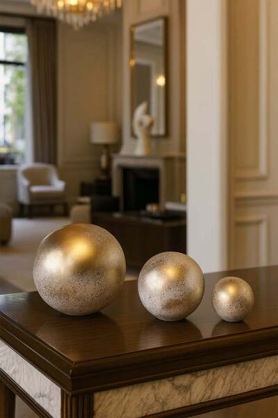 Otaera 3’lü Gold Dekoratif Küre Seti – Modern Ev & Masaüstü Lüks Obje , Ofis ...