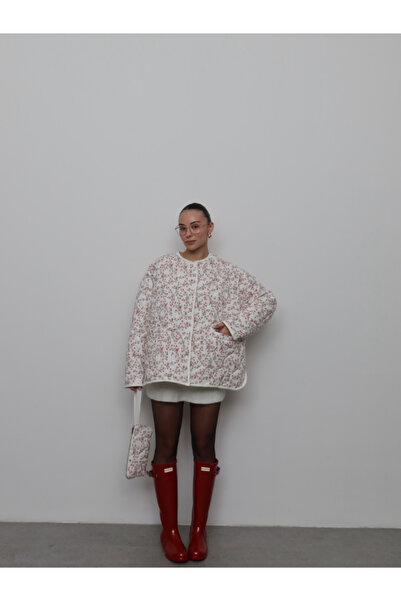 thelowely ÇİÇEKLİ ÇANTALI KAPİTONE OVERSİZE CEKET