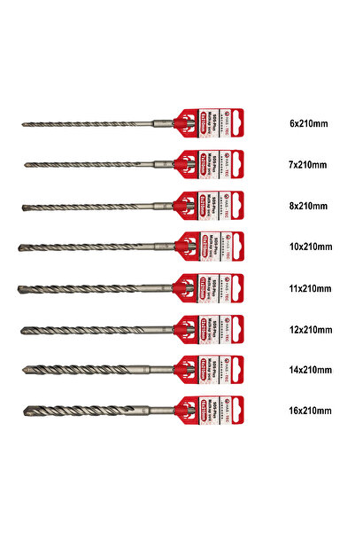 HAS-TEC SDS-Plus Matkap Ucu Seti 210mm | 8 Parça 6mm - 16mm | Kırıcı Delici H...