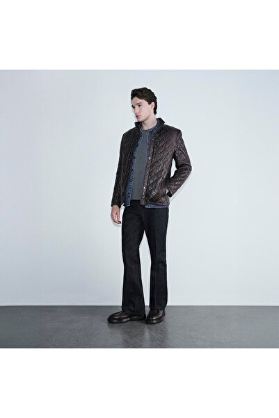 Desa Erkek Koyu Kahve Kapitone Deri Ceket