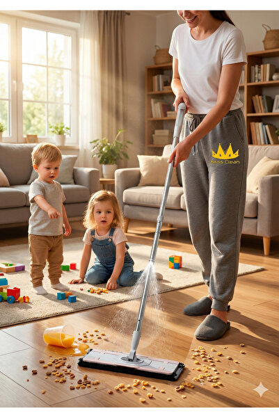 MissClean Mandallı Sprey Mop Pratik Su Püskürtmeli Mikrofiber Başlıklı Yeni Nesil Kovasız Temizlik
