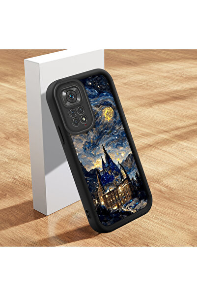 ucuc حافظة سيليكون سوداء متوافقة مع هاتف Xiaomi Redmi Note 11S بنمط السماء ال...