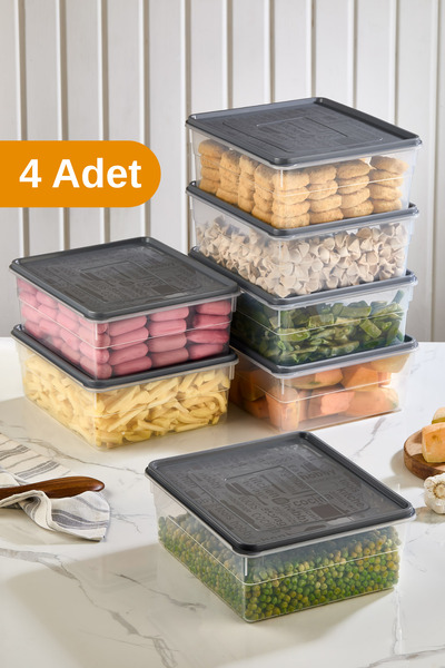 ESTİ 4 Pieces - 5 Lt Large Refrigerator Storage Container – Transparent Leakproof Food Storage and Organization Box
