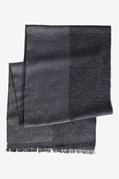 ALTINYILDIZ CLASSICS Men's Black-Grey Soft Textured Warm Patterned Scarf