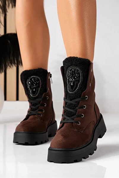 Zaira Ghete dama îmblanite maro din piele ecologica intoarsa Clara #22541 - 40