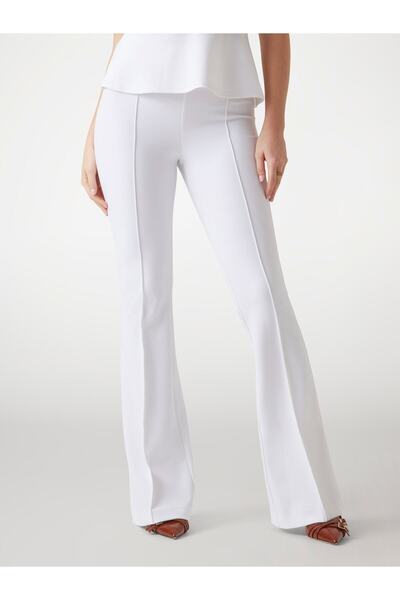 Guess Kadın Beyaz Evelina Bol Paça Pantolon