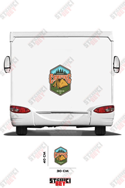STİCKERCI BEY Camping Summer Written on Caravan Sticker Coating