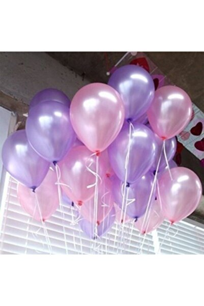 İSTOÇ PARTİ Metallic Lilac - Pink Balloon 50 Pieces + 5 Meter Balloon Chain