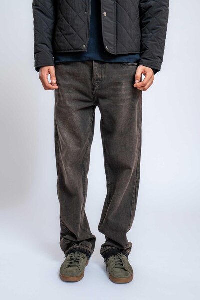 ablukaonline Men's Baggy Fit Washed Jeans Brown