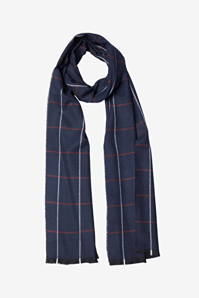 ALTINYILDIZ CLASSICS Men's Burgundy-Navy Blue Patterned Standard Fit Scarf