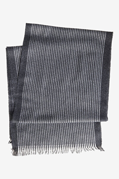 ALTINYILDIZ CLASSICS Men's Black-Grey-Anthracite Soft Textured Warm Patterned Scarf