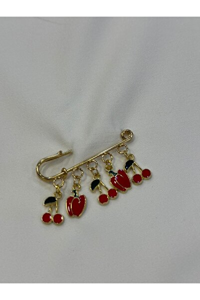 Minoaé Gold Charm Detaylı Yaka İğnesi - Şans Figürlü Broş Aksesuar