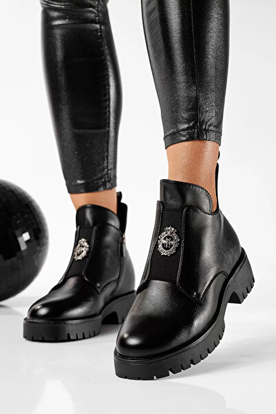 Zaira Ghete dama îmblanite negre din piele ecologica Adina #22812 - 40