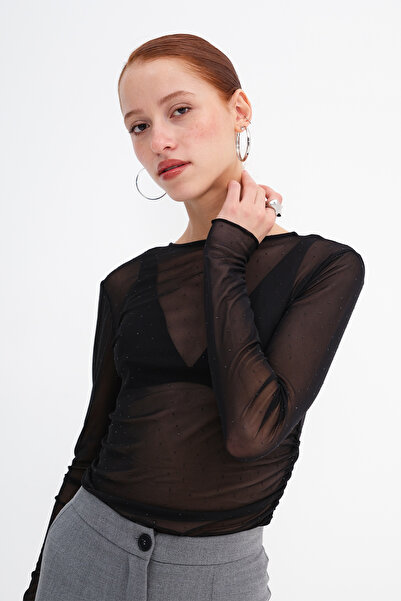 Addax Stone Tulle Blouse B12882