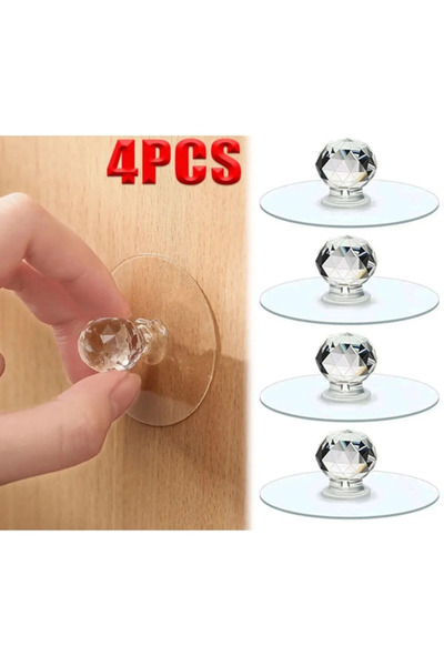 Tasarım Evi Çok Amaçlı 4'lü Kristal Topuz Kendinden Yapışkanlı Çekmece Kulpu ...