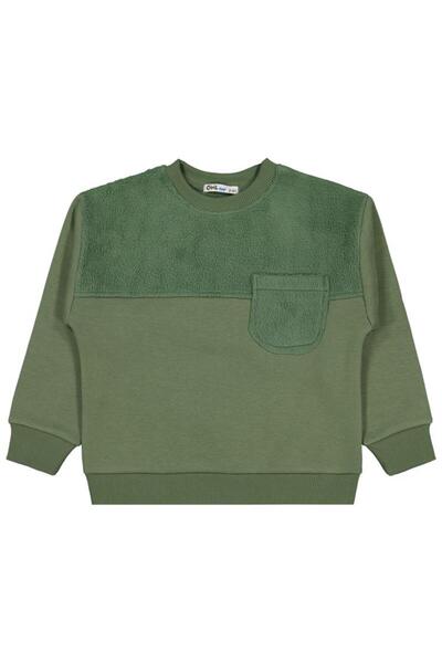 Civil Boys Plush Paneled 2-5 Years Old Sweatshirt - Khaki 4-5 Years Old